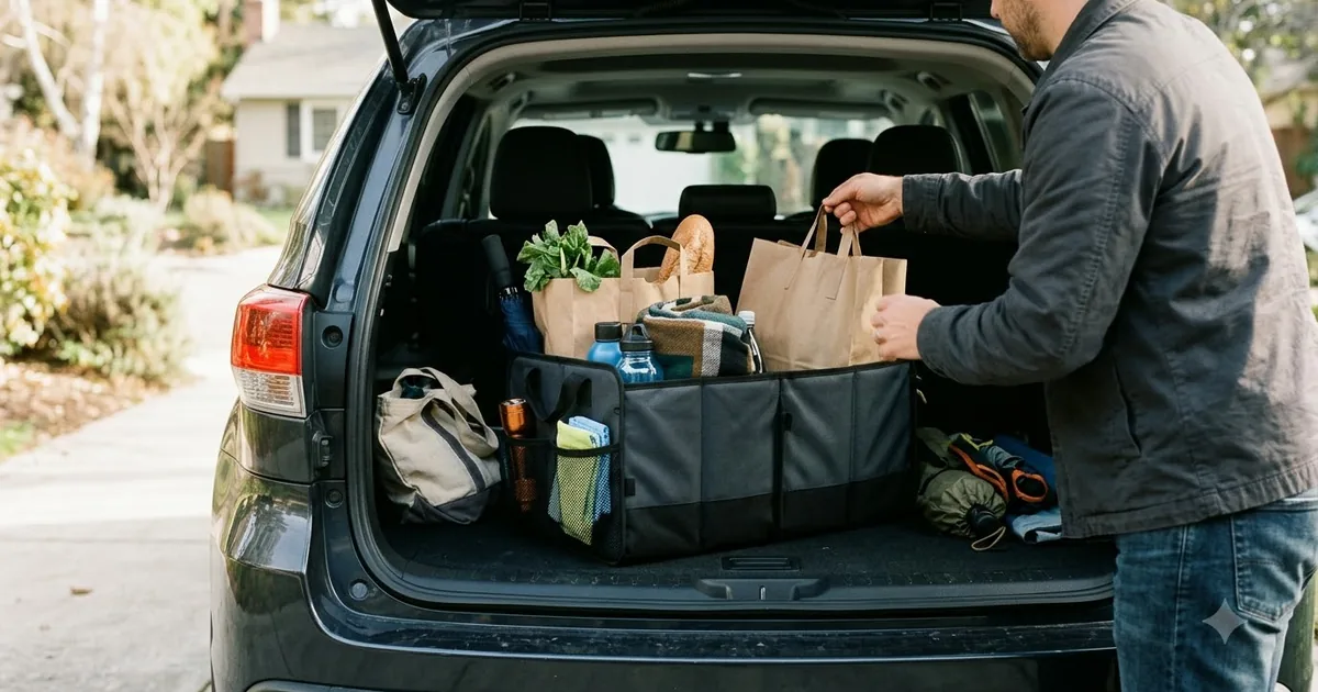 Illustration for car trunk organizer